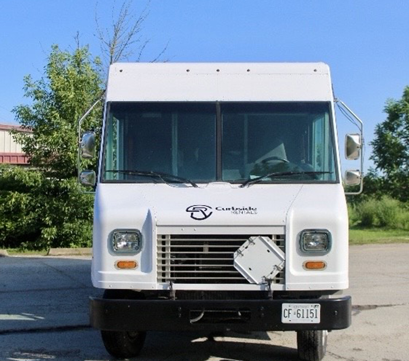 Curbside Rentals step van, front view
